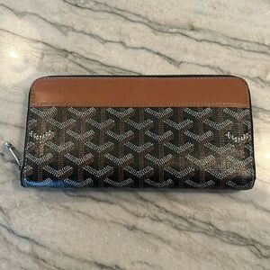 Goyard Matignon GM Wallet Black and Gold (tan brown)